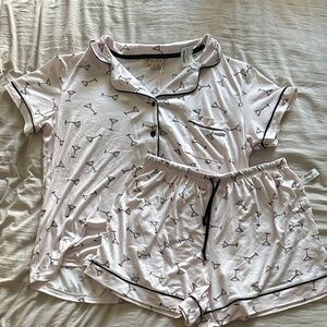 Chic Pink Cocktail Print Pajama Set